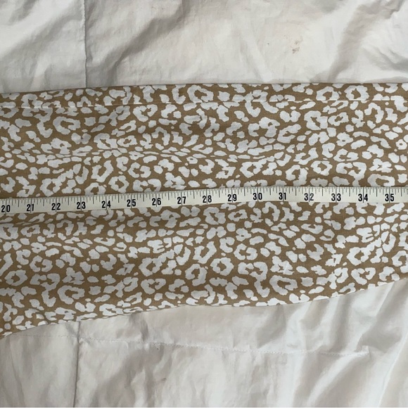 🎉HP🎉 NEW J.Crew Linen Leopard Drawstring Pants Elastic Waist Tan White Sz 14 - Picture 7 of 12